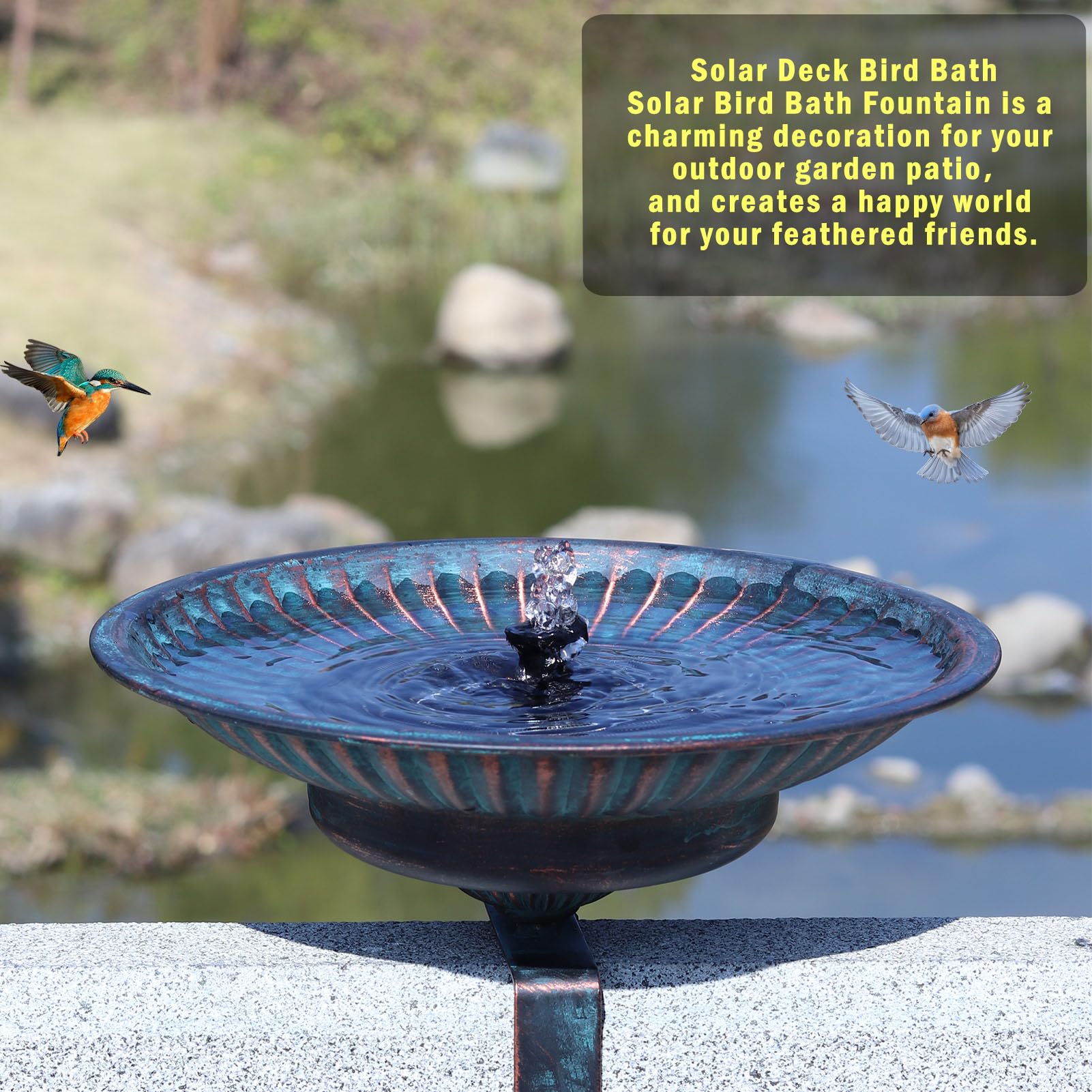 HLQMFHT patio garden decor bird bath enhances outdoor ambiance