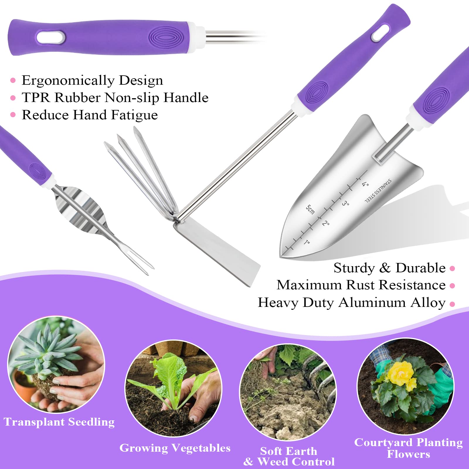 HLWDFLZ 304 stainless steel tools resist rust for tough garden work