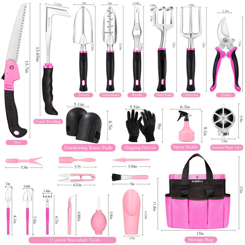 HLWDFLZ pink garden tool set with large-trowel provides durable planting leverage