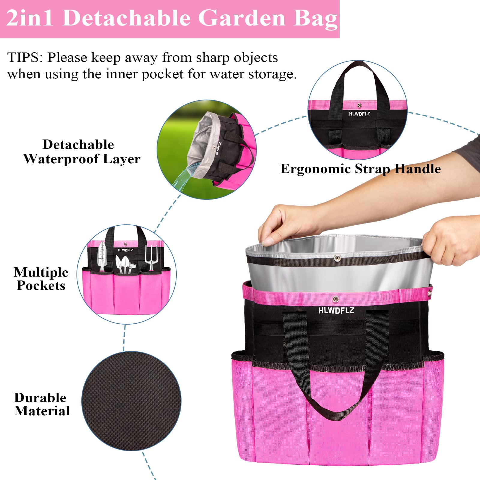 HLWDFLZ pink garden tool set with small-trowel enables delicate planting tasks