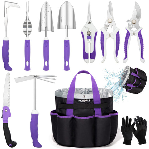 HLWDFLZ Purple Garden Tool Set 11-Piece with durable stainless steel for pruning