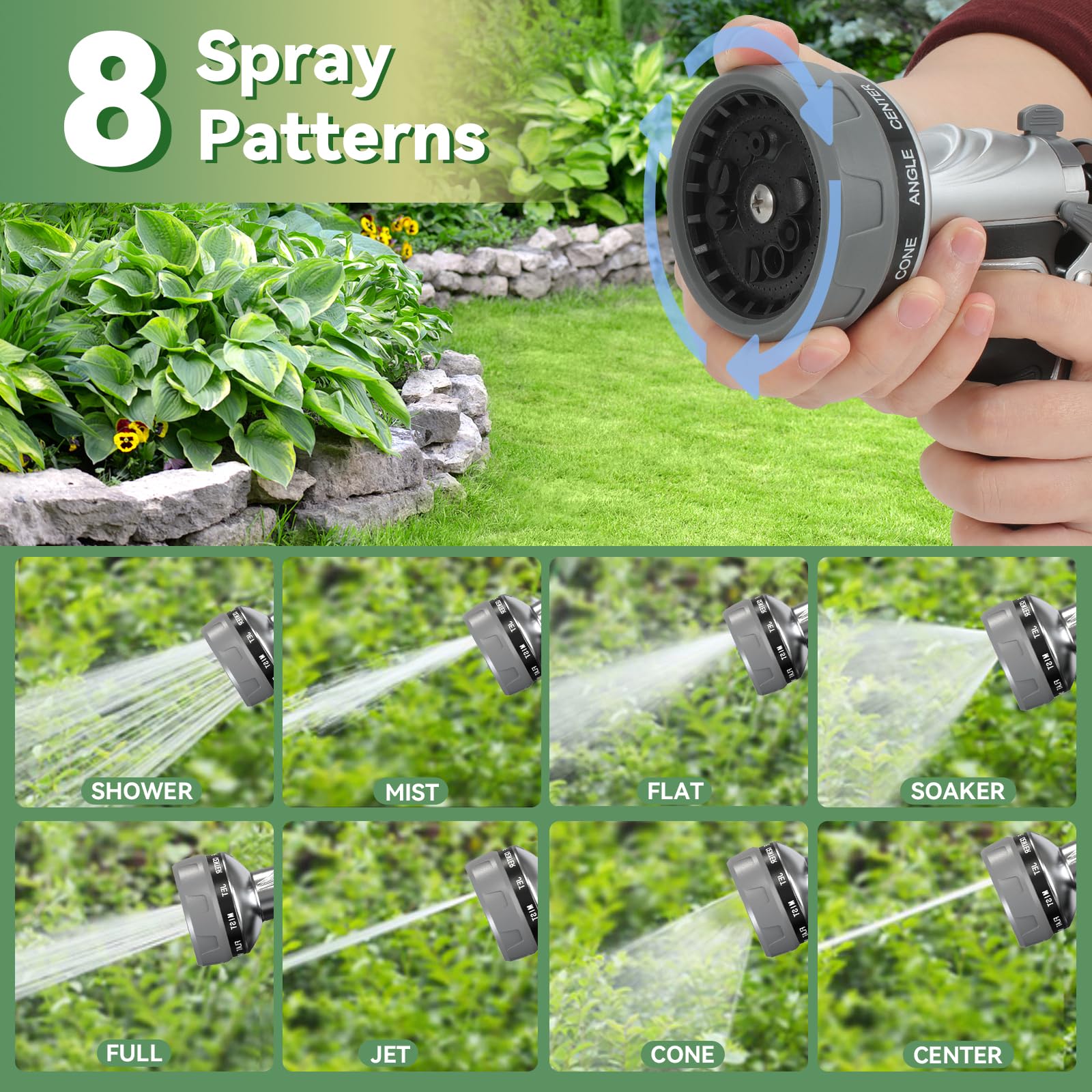 HmiL-U 8-pattern dial enables versatile spraying for plants or cars.