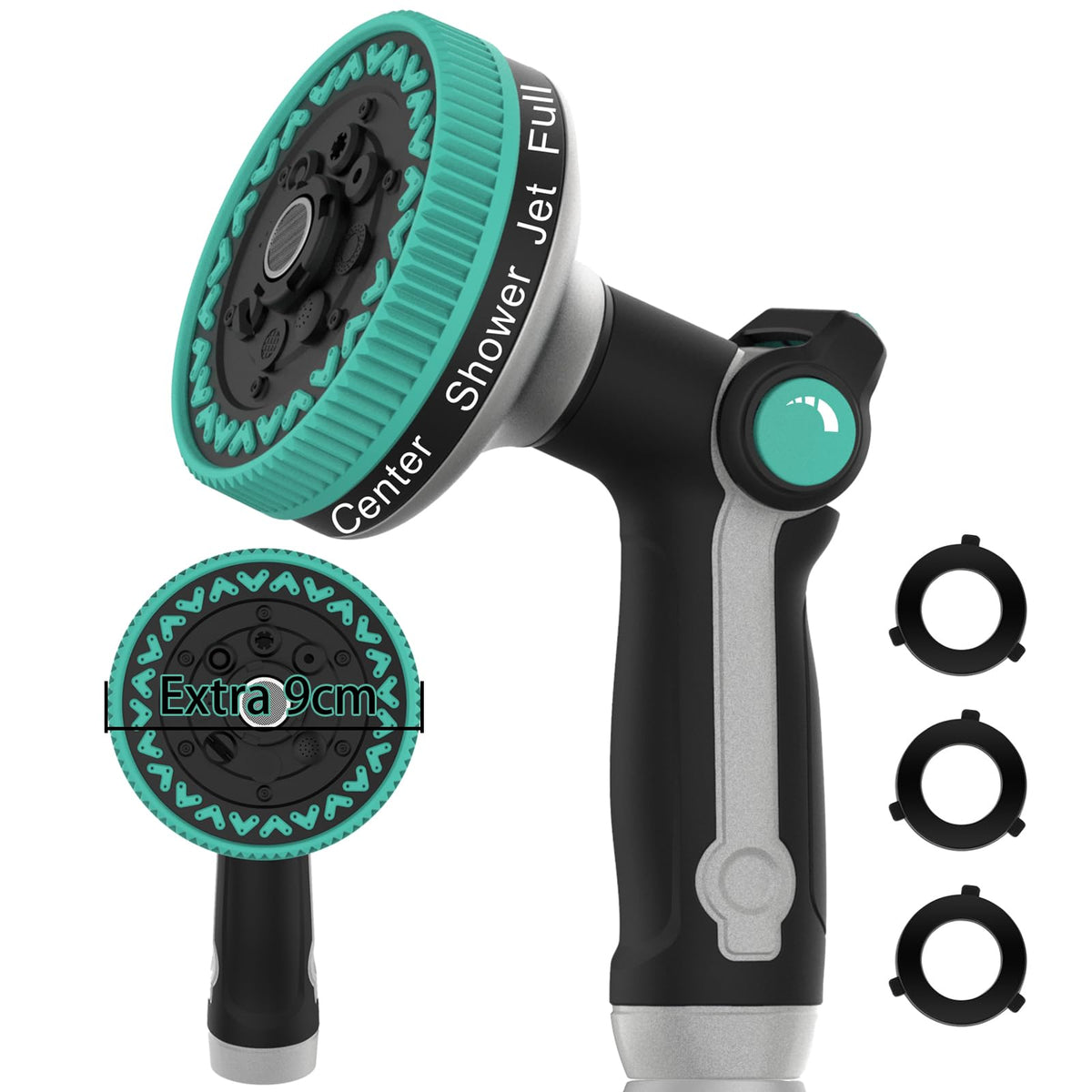 HmiL-U garden hose nozzle with wide spray delivers rapid watering and broad coverage.