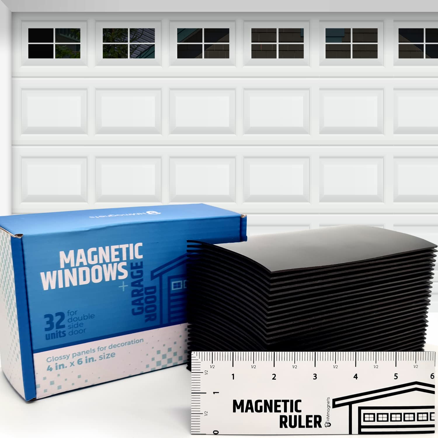 HMmagnets strong glossy magnetic windows panels add a realistic look to your garage