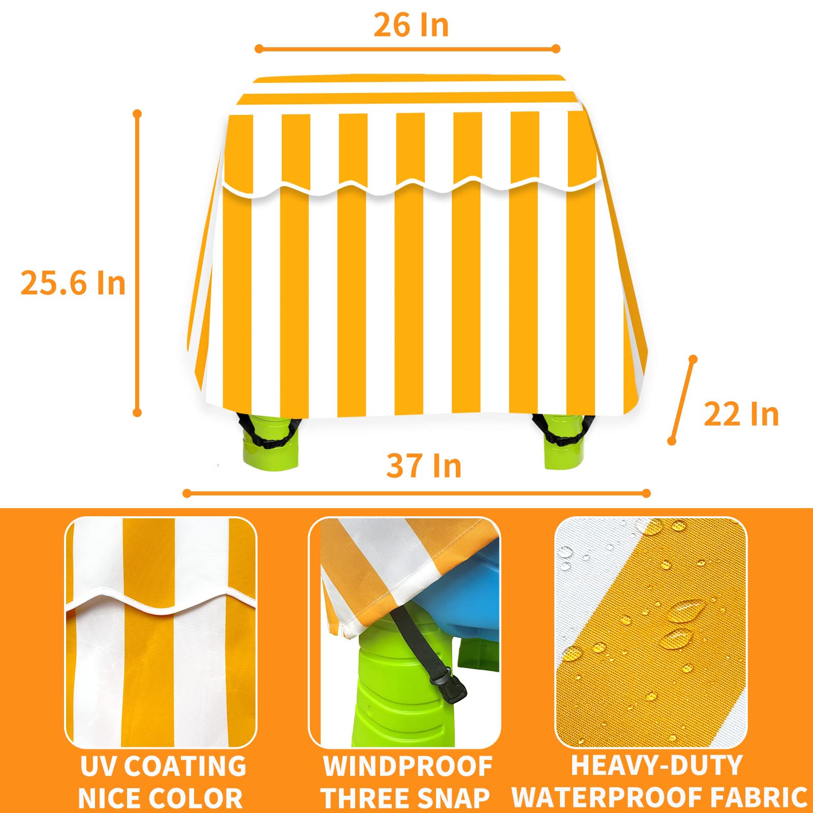 HMOCK easy-clean cover that hose-offs clean after water play.
