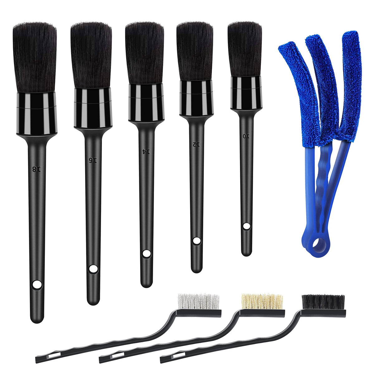 HMPLL soft-bristle detailing brushes reach tight gaps for scratch-free interior cleaning.