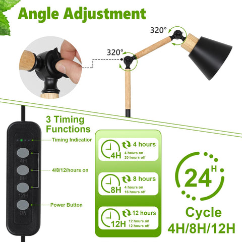 HMVPL height-adjustable stand enables tall plant positioning up to 75 inches.