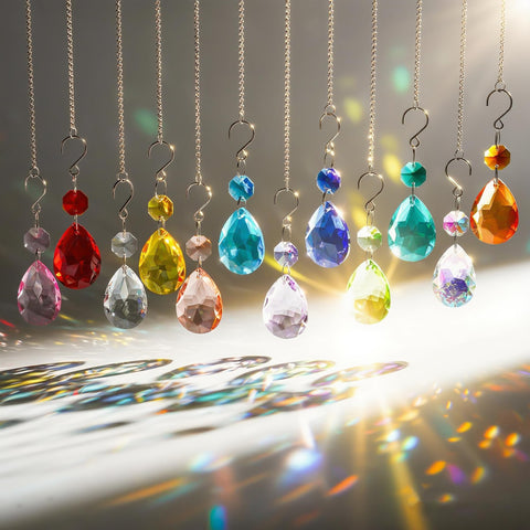 H&D Hyaline & Dora blue Bauhinia suncatcher beads catching sun and rainbows