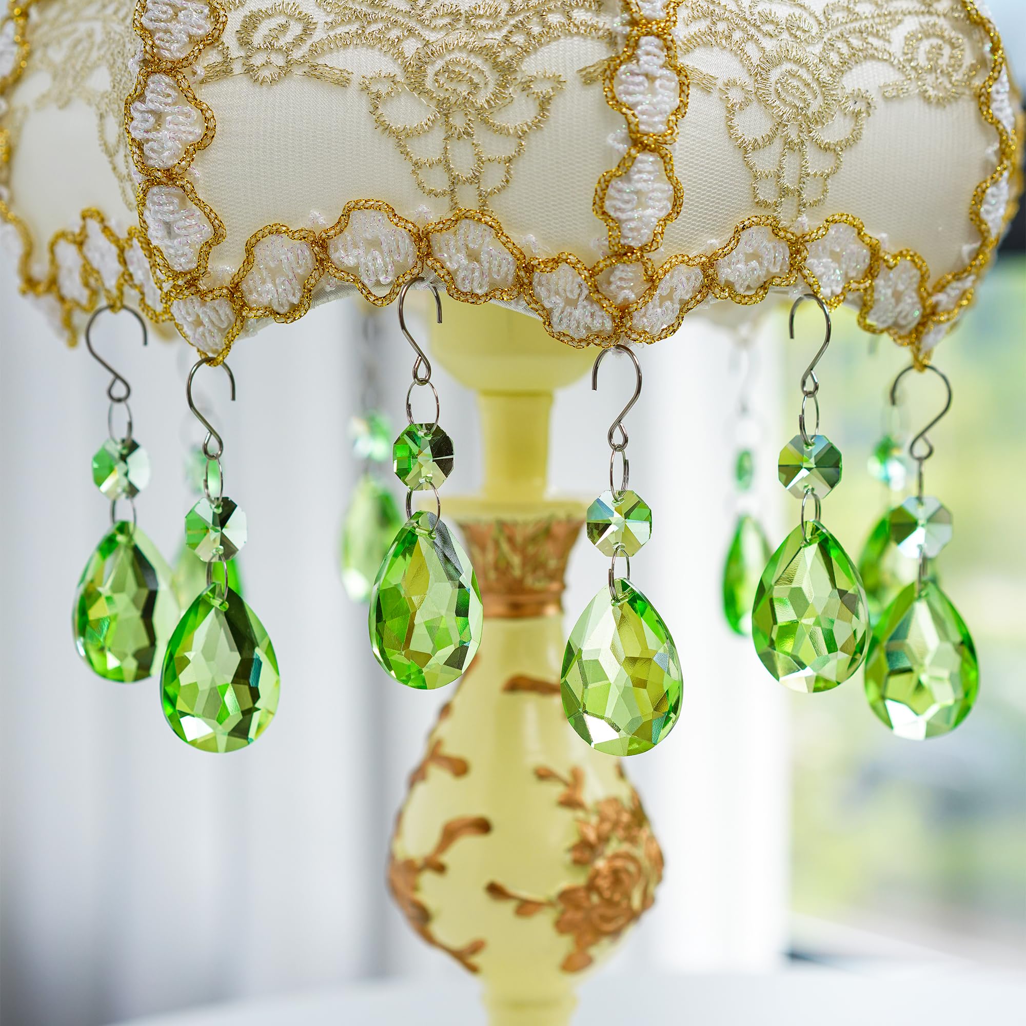 H&D Hyaline & Dora bauhinia green crystal bead detail shimmering colors.