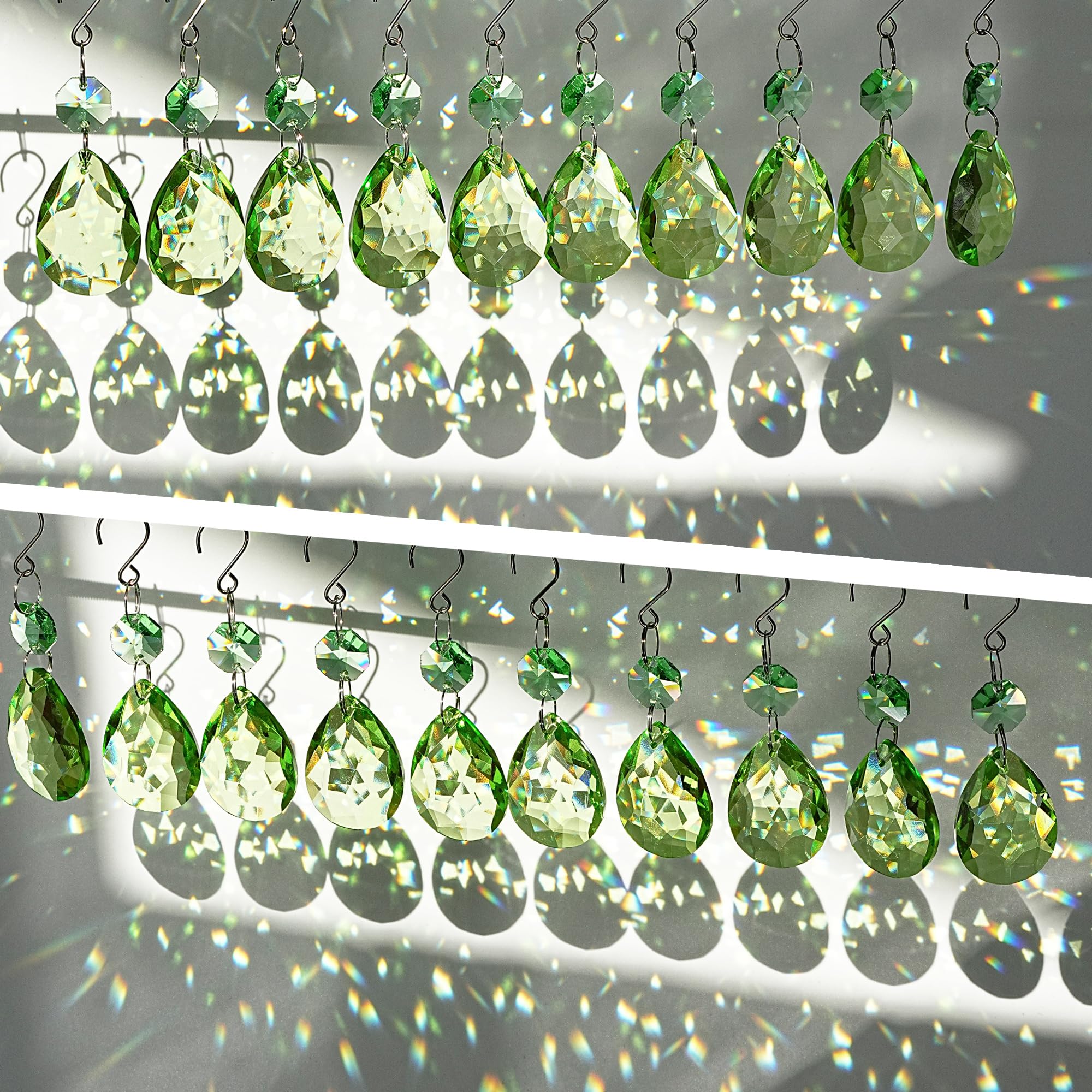 H&D Hyaline & Dora octagonal green crystal bead sparkles on display.