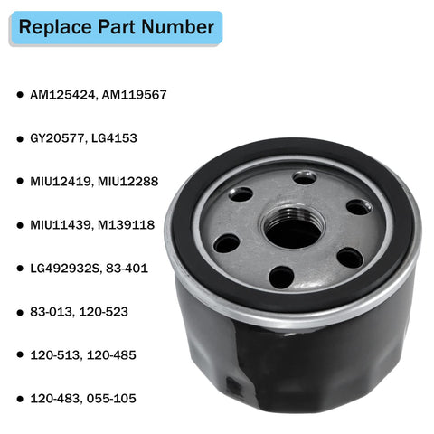 HNeekyr AM125424 oil filter for John Deere STX46 helps prevent debris damage and wear.