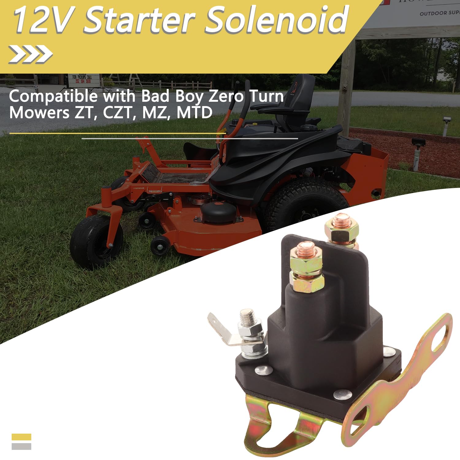 HNeekyr durable starter solenoid designed for Bad Boy mowers.