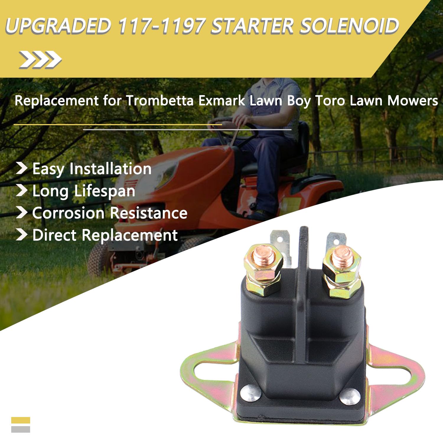HNeekyr easy-install solenoid; quick mower maintenance.
