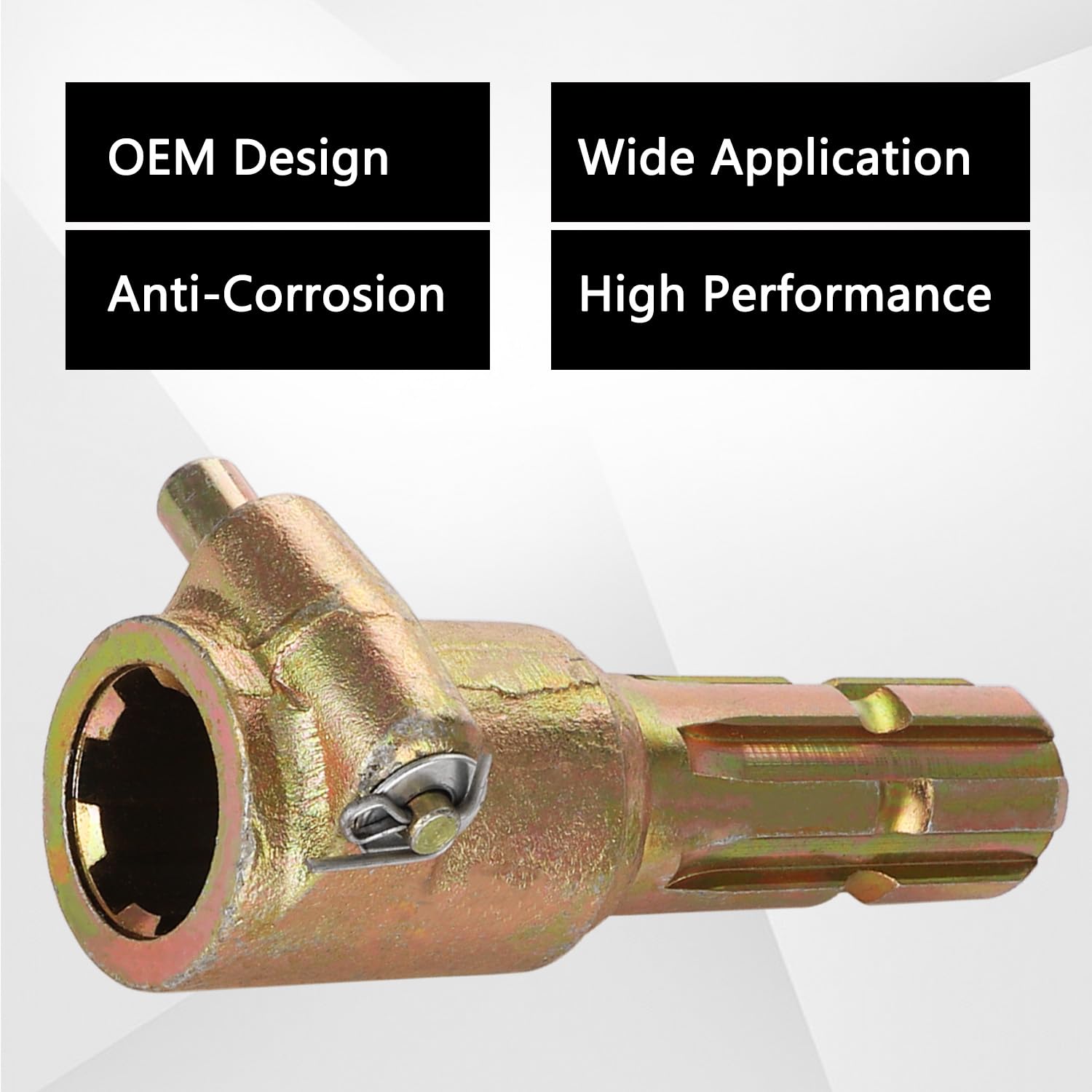 HNeekyr PTO extender close-up highlights rugged steel construction for field durability.