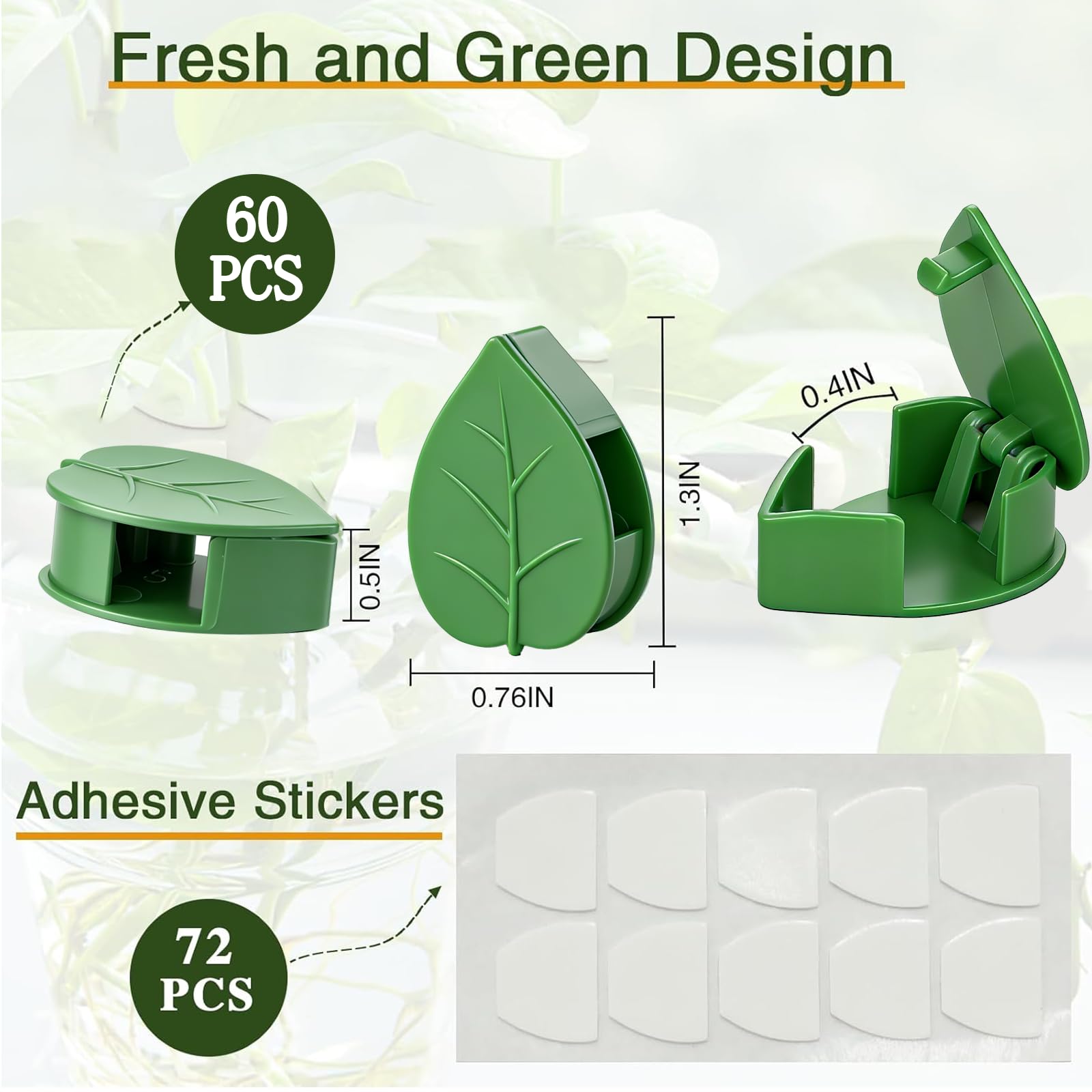 HNHMT leaf-shaped wall clip blends with decor, guiding climbing plants for tidy growth.