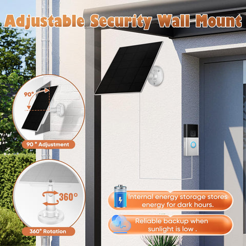 HNncheny 5W solar panel for doorbells charges during sunny hours.