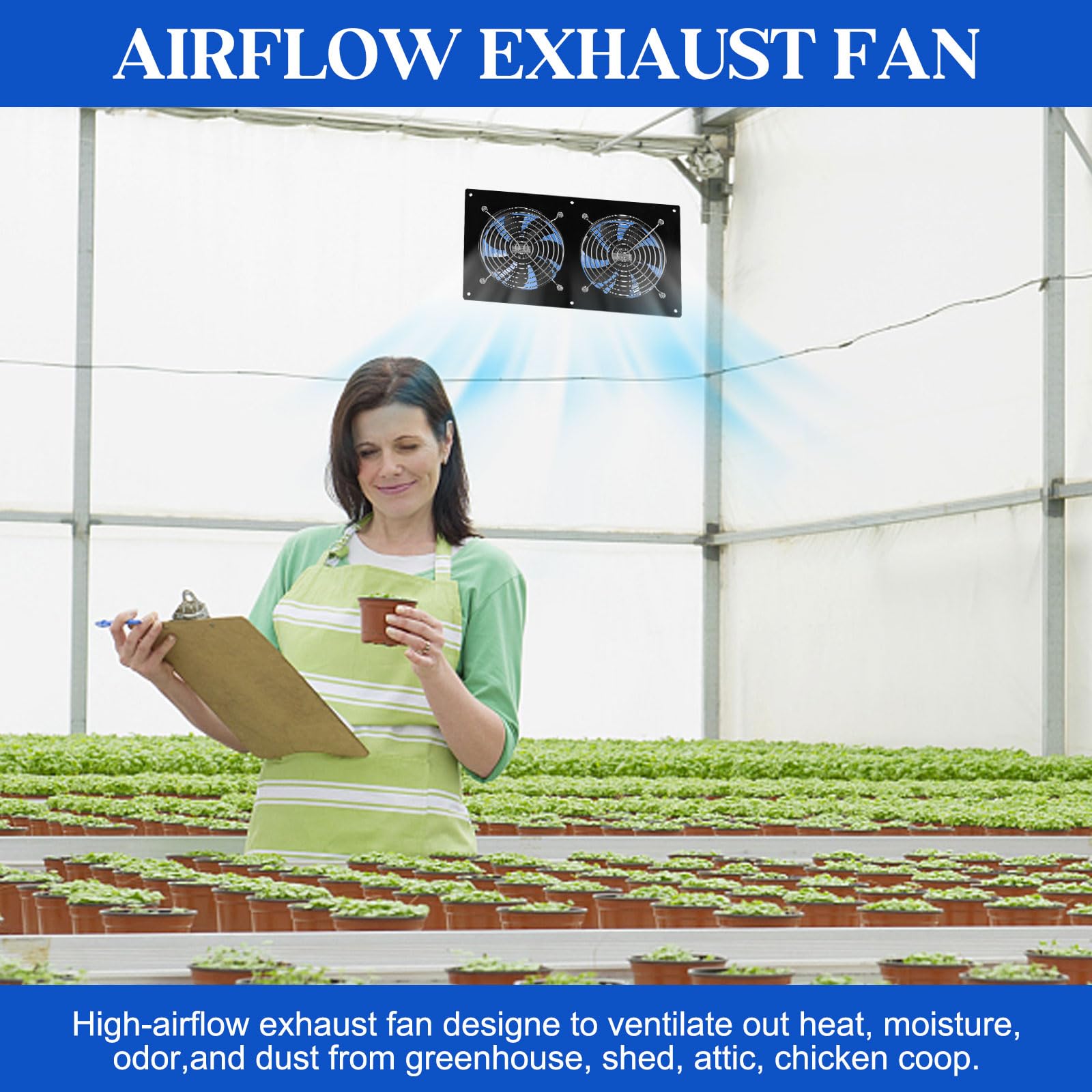 HNRLOY dual outdoor vents improve greenhouse air circulation.