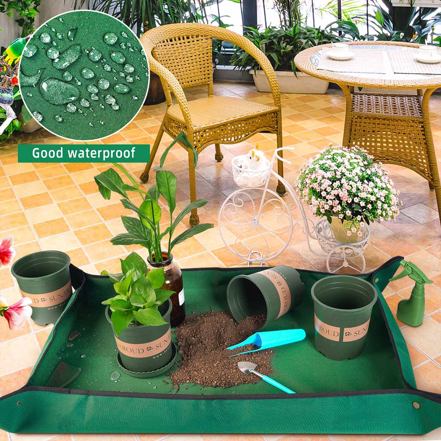 HNXTYAOB 43x29 inch mat provides ample space for seven to eight pots and tools.