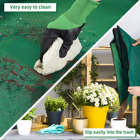 HNXTYAOB mat laid on counter replacing newspapers for cleaner potting.