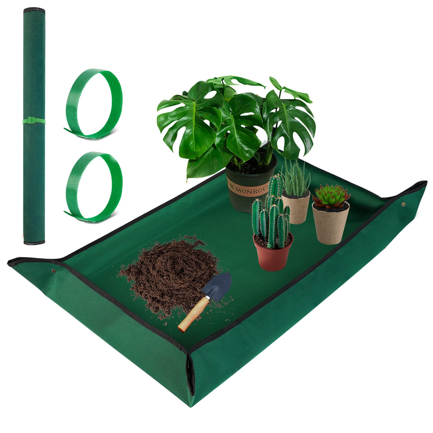 HNXTYAOB oversized mat supports succulents during transplant tasks.