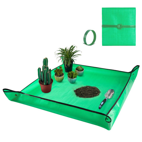 HNXTYAOB extra-large potting mat indoors showing large workspace and dirt containment.