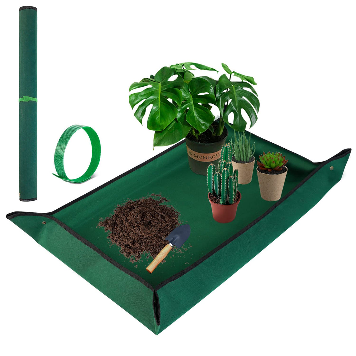 HNXTYAOB extra large repotting mat assembled to contain soil during transplanting.