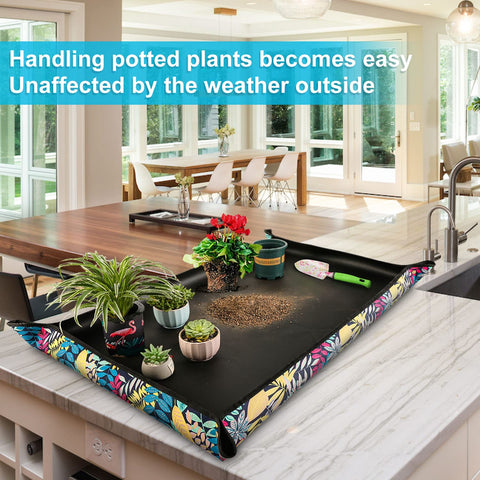 HNXTYAOB foldable repotting mat rolled for compact storage and portability.