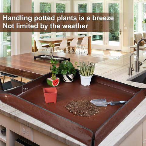 HNXTYAOB mat in use contains dirt during pruning and potting tasks.