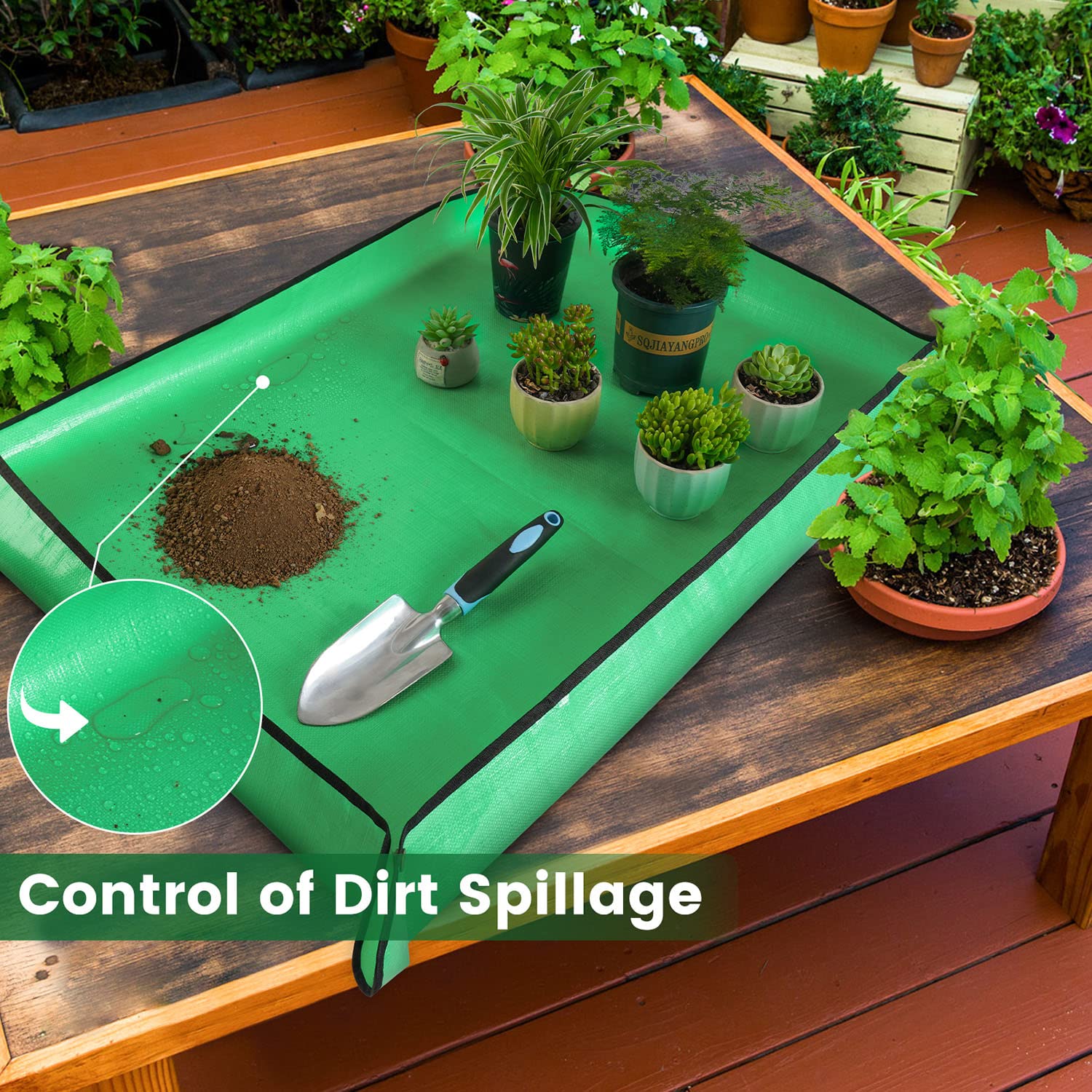HNXTYAOB potting mat made of waterproof material protecting surfaces during watering.