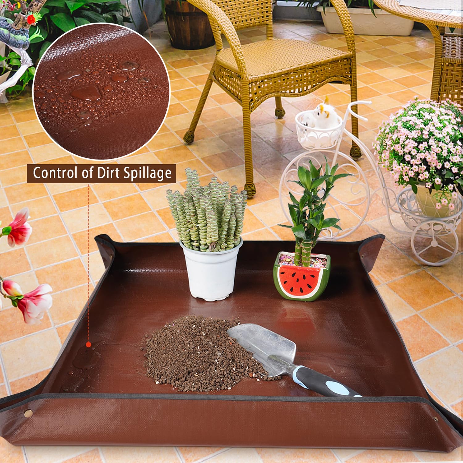 HNXTYAOB waterproof repotting mat, both sides, protects surfaces during messy projects.