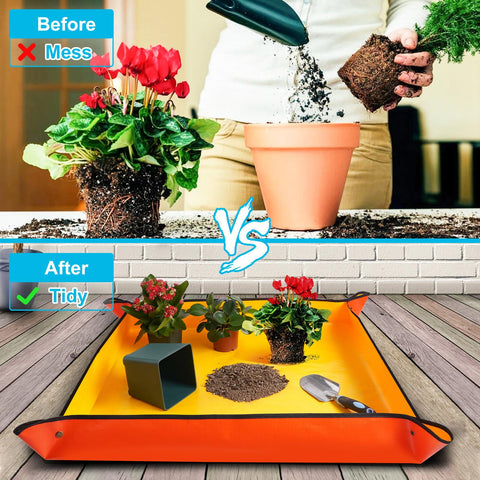 HNXTYAOB waterproof repotting tray with snap corners for easy setup