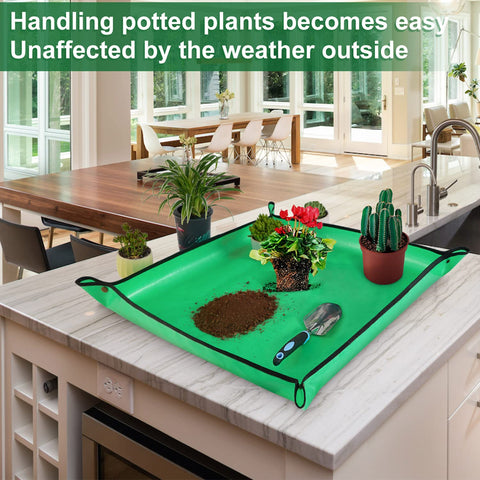 HNXTYAOB repotting mat waterproof surface keeps soil contained during projects.