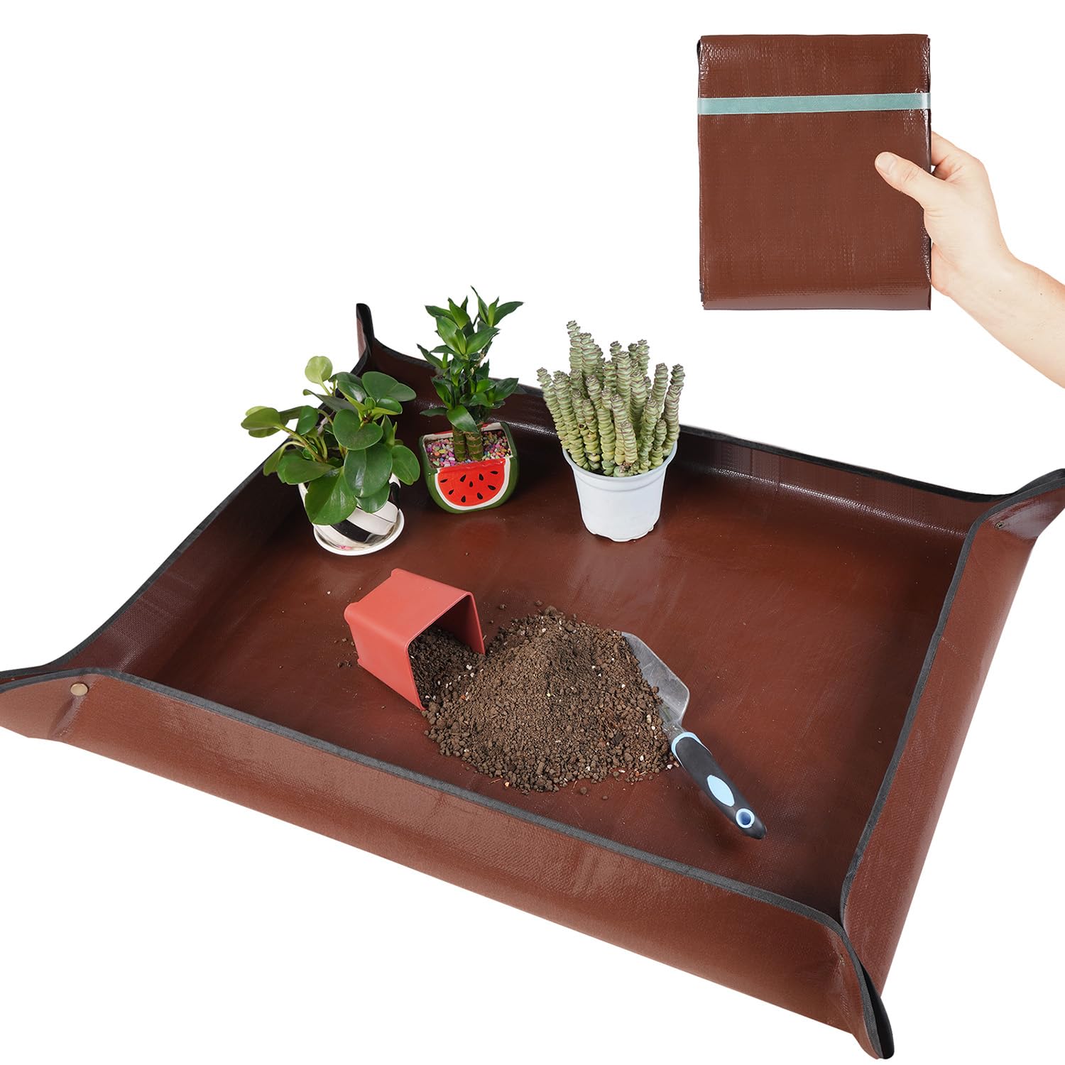 HNXTYAOB repotting mat laid out on counter for neat transplanting