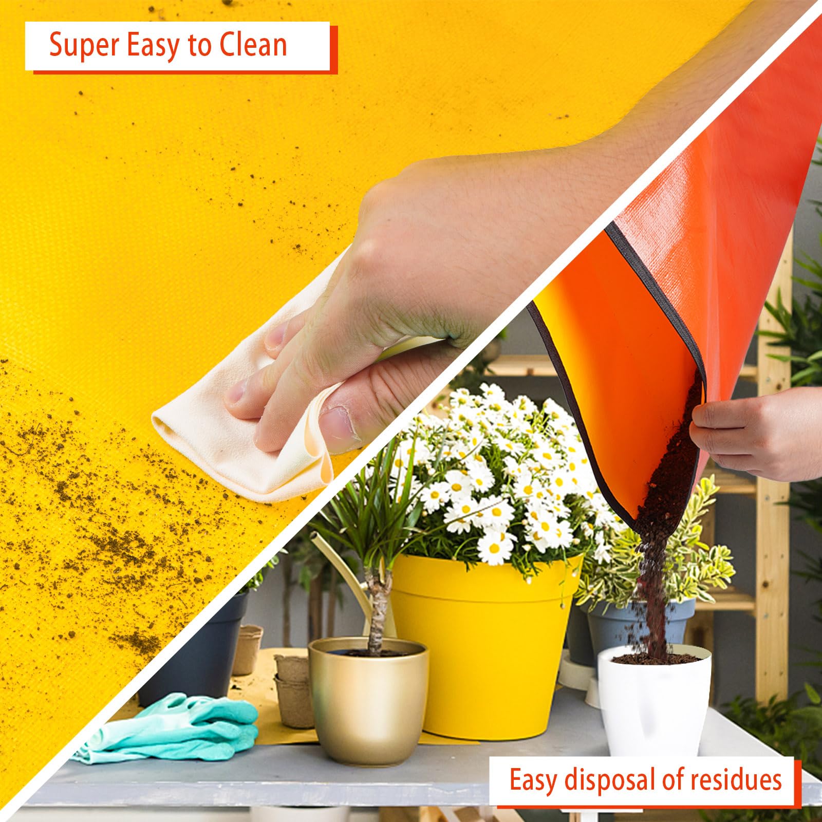 HNXTYAOB reusable gardening mat protects surfaces and reduces cleanup effort.