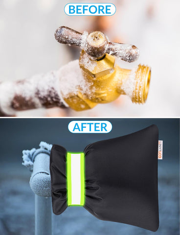 HNYTLCO winter faucet cover features flexible hook-and-loop straps for tool-free installation.