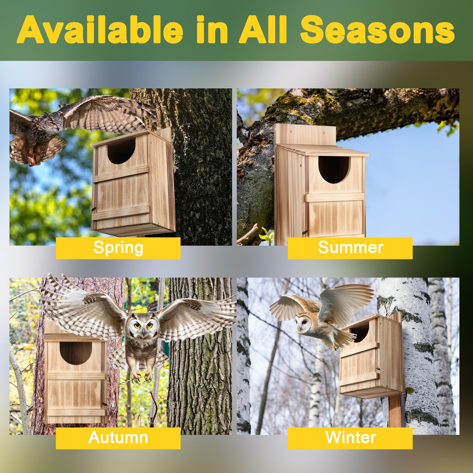 Hoomayya easy-to-assemble owl nesting box with hardware