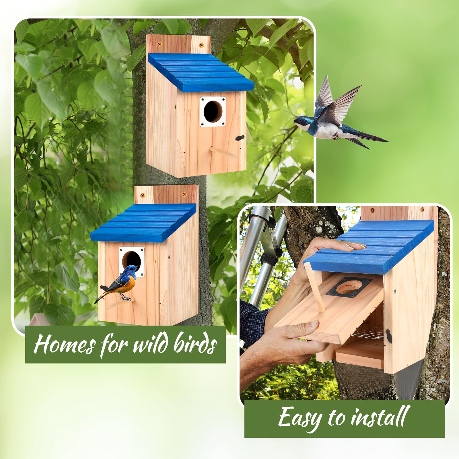 Hoamayya blue birdhouses ideal for gardens, yards, and patios.