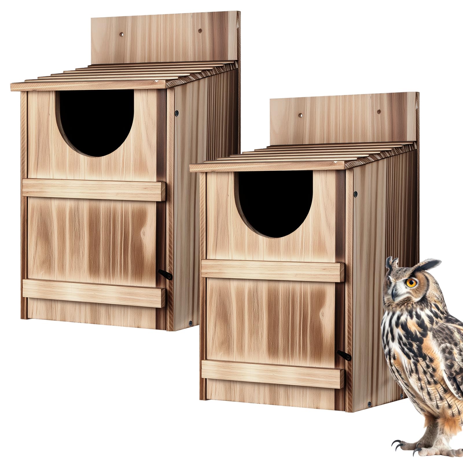 Hoomayya half-round owl house for outdoor nesting in the garden
