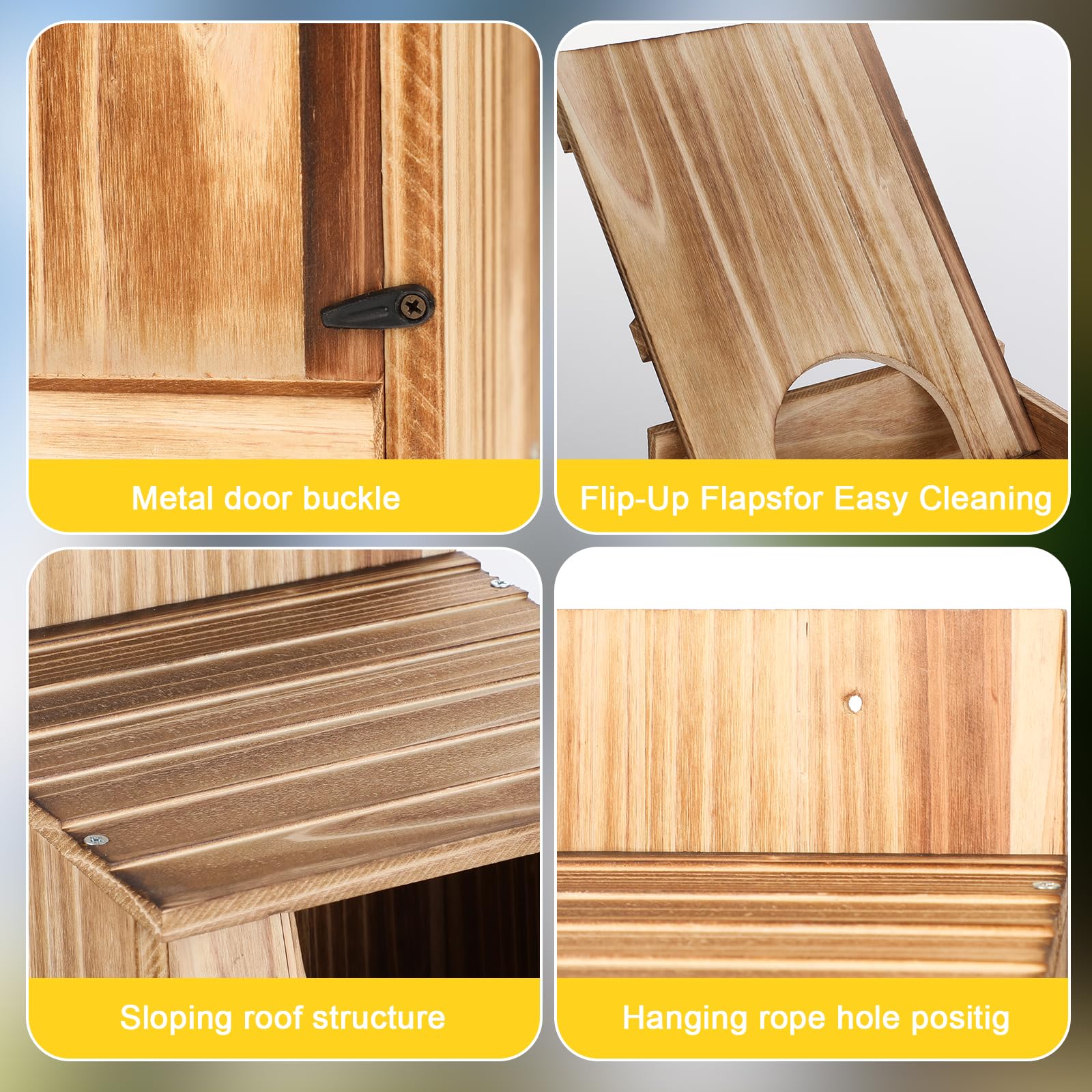 Hoomayya natural pine owl nest box blends with trees