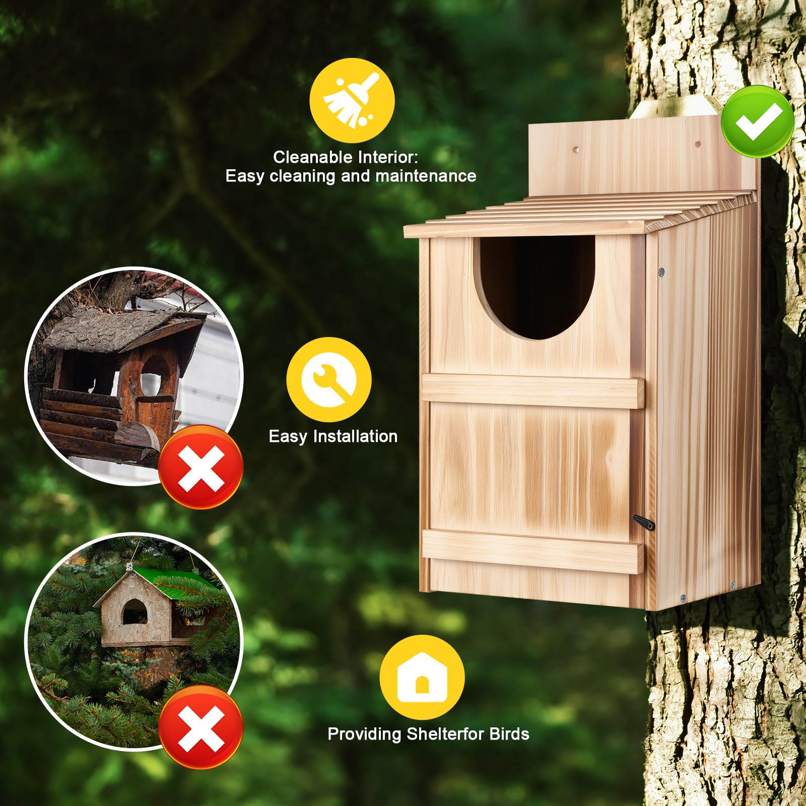 Hoomayya weather-resistant owl house withstands rain and sun
