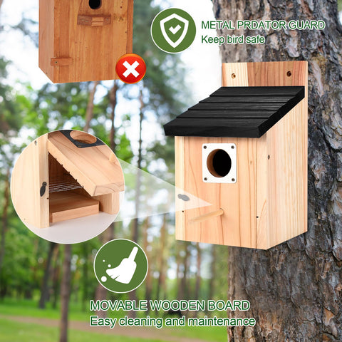 Hoamayya weather-resistant wooden birdhouse withstands rain and sun for year-round use.