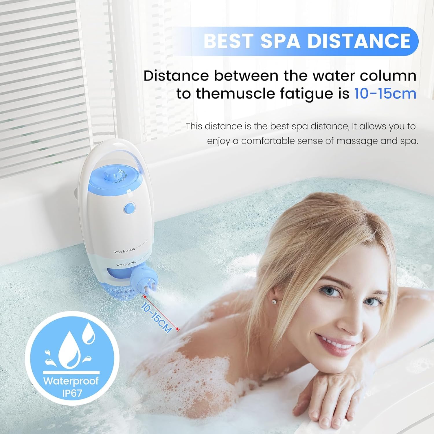 HOAWYEAH Bath Jet Spa bubbles and water jets create spa-like ambiance at home.