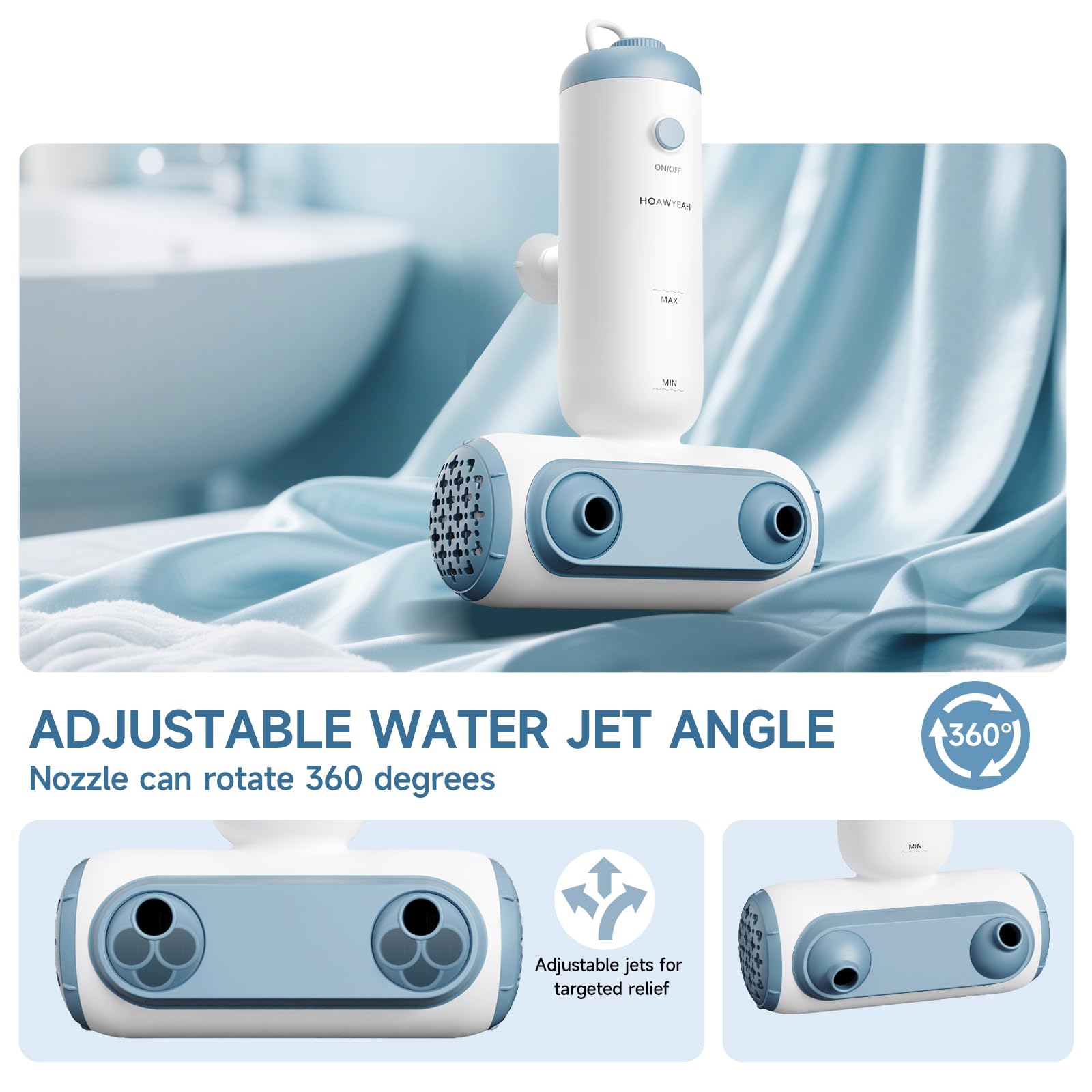 HOAWYEAH bath jets use a 13ft cord for safer outlet reach