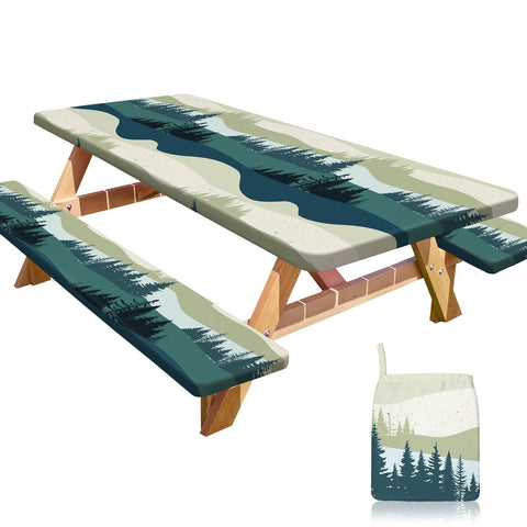 HobbLab picnic table cover 72in rectangle fits snugly and protects surfaces during outdoor meals.