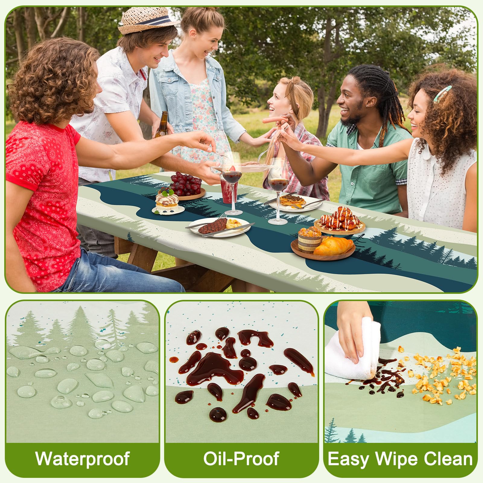 HobbLab waterproof and oil-resistant tablecloth wipes clean after spills.