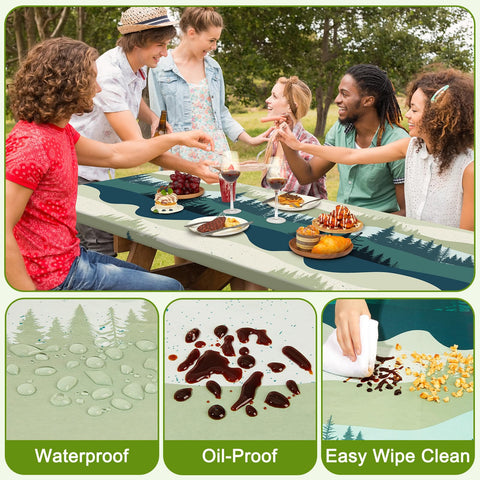 HobbLab waterproof and oil-resistant tablecloth wipes clean after spills.