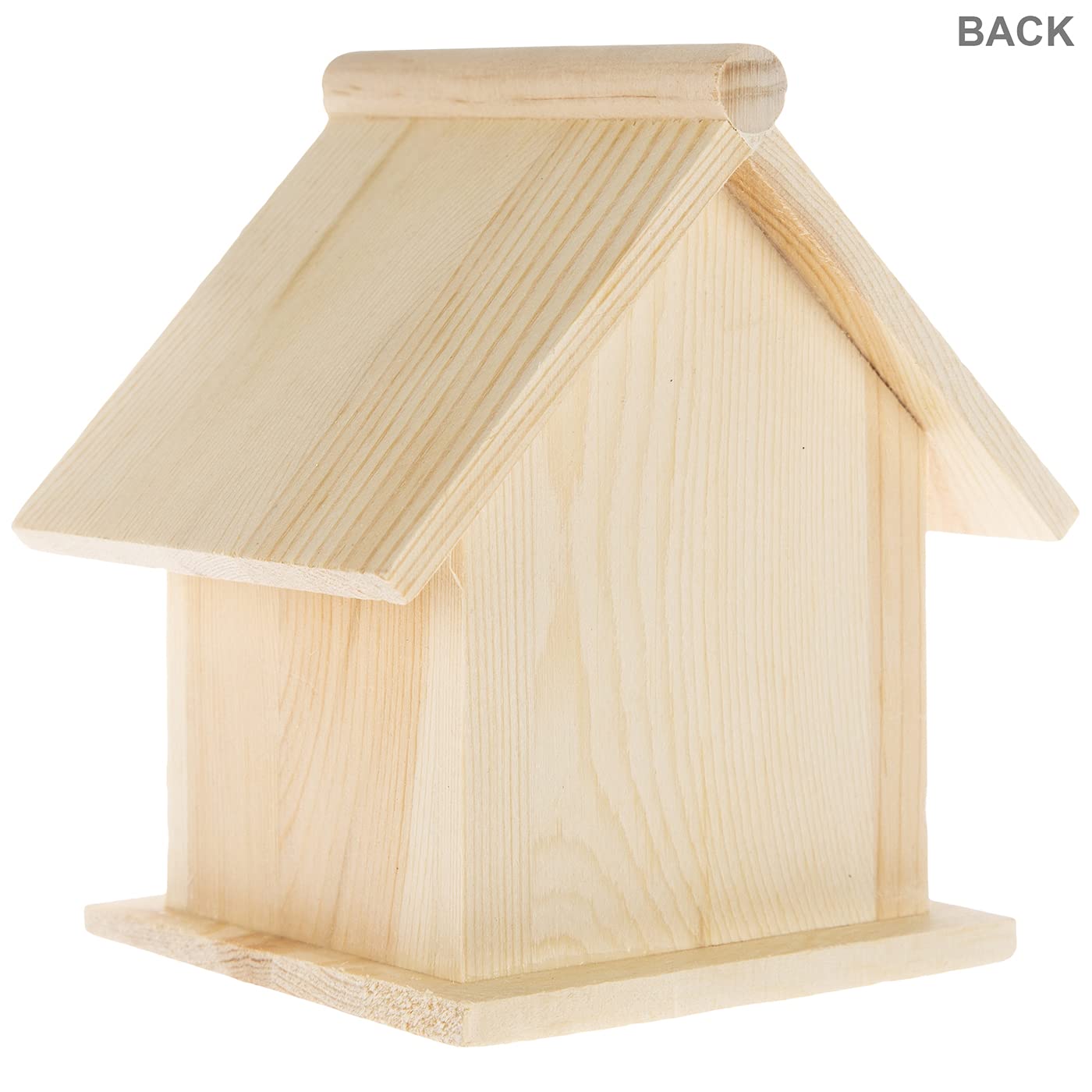 Hobby Lobby Woodpile Fun birdhouse, perch closeup for DIY crafting and display.