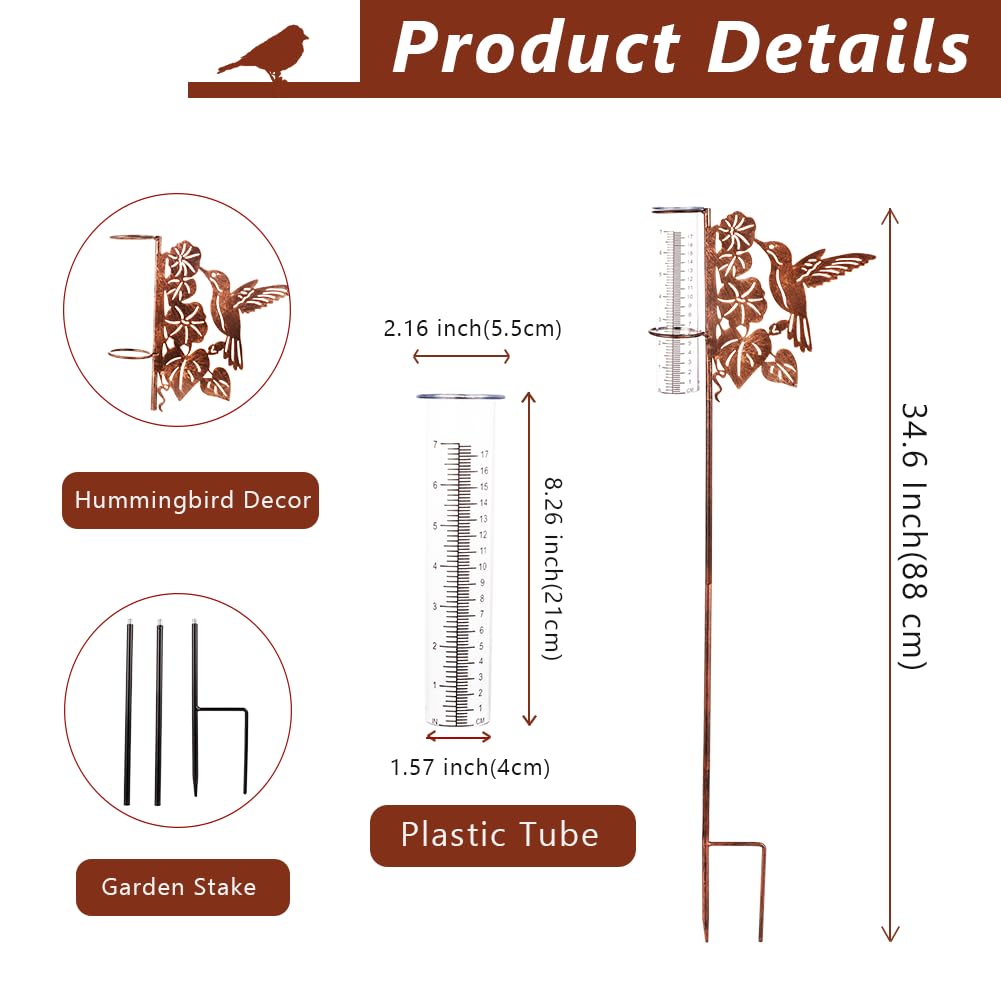 HOBYLUBY 7-inch acrylic rain gauge tube for clear readings.