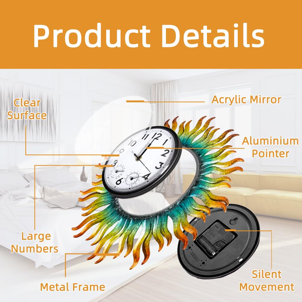 HOBYLUBY 13-Inch clock humidity readout helps monitor outdoor comfort.