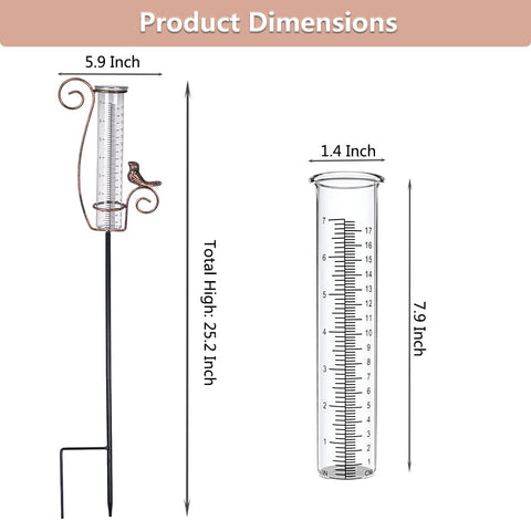 HOBYLUBY 7-inch glass tube rain gauge helps plan irrigation